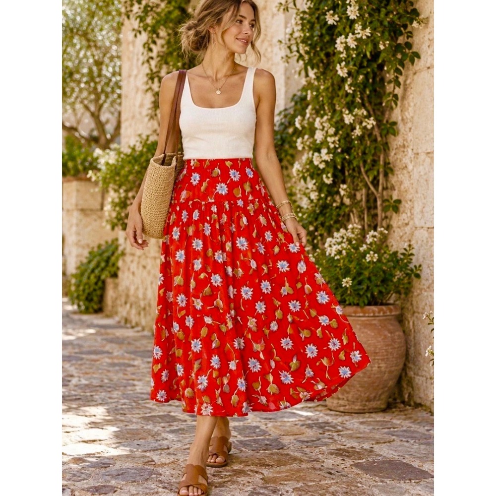 J. Crew Side-tie floral midi Skirt In Ramie Size S cottage core prairie romantic